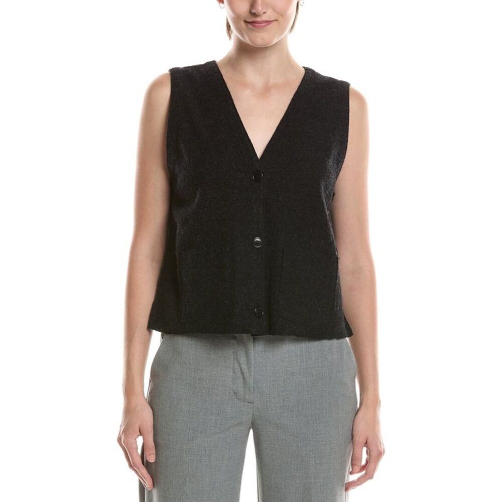 Eileen Fisher Womens Wool Vest, Gray